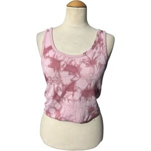 Half Moon Active Tie Dye Cropped Tank Top Pink XL